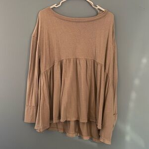 Taupe soft knit peplum top